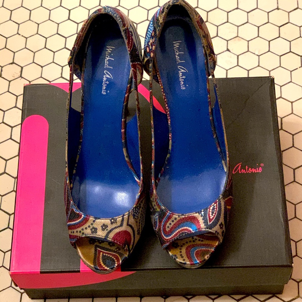 Michael Antonio Multi-Color peep toe heel